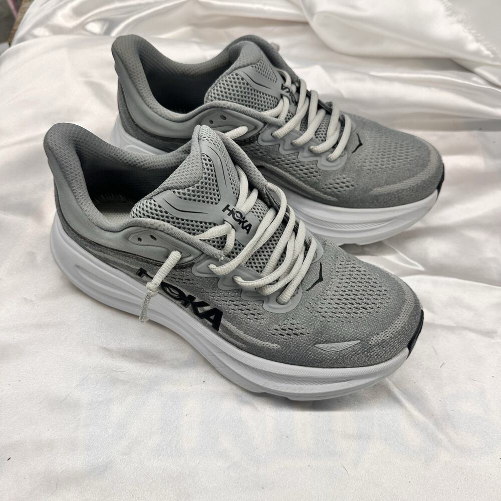 HOKA Bondi 9 Galactic Grey Men's 8.5 D Running Shoes Stellar White GUC READ